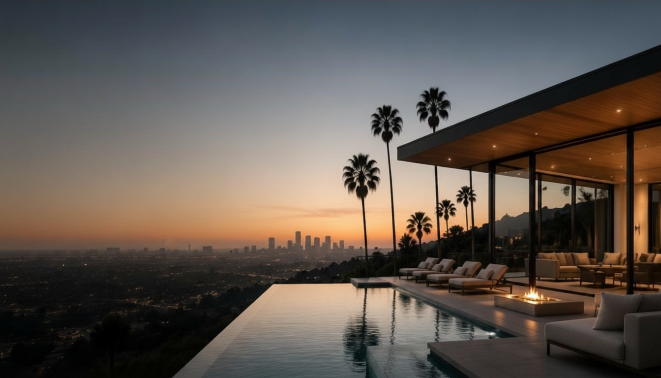 Luxury Los Angeles villa with infinity pool overlooking city skyline